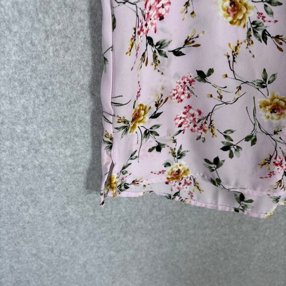 Bobeau Blouse Small Pink‎ Floral Pintuck Flowy Sheer Popover Feminine Cottage - Picture 6 of 12